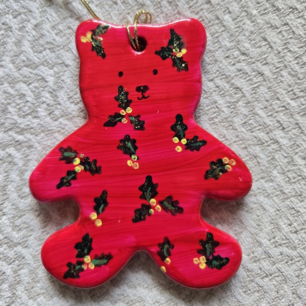 Handpainted Bear Christmas Ornament